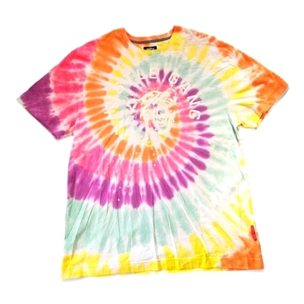 Hustle Gange Tie Die‎ Unisex Knit 100% Cotton Mens Shirt With Bear Logo Large